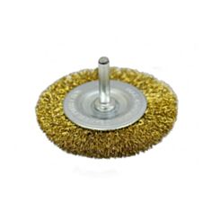 Щітка-крацовка Spitce 18-062 дискова латунна 100 мм зі шпилькою - фото