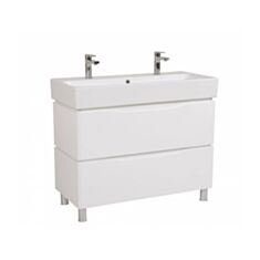 Тумба AquaRodos Венеция напольная 100см белая с умывальником Pinto 2 cлива - фото