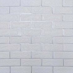 Панель 3D Sticker Wall самоклеющаяся 100-5 белая с серебряной полоской кирпич 700*700*5 мм - фото