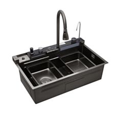 Кухонная мойка Kroner KRP PVD Handmade Schwarze SET7546 - фото