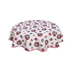 Скатерть новогодняя гобеленовая LiMaso Eden 155-180D Игрушечный звездопад d180 см - фото