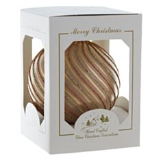 Елочная игрушка стеклянная ручной работы "Д-328" Orbital 100 мм какао - фото