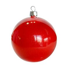 Елочная игрушка пластиковая KM 8 см красная - фото