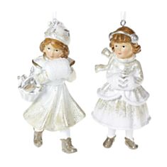 Іграшка на ялинку Дівчинка з муфтою BonaDi 707-484 12 см 2 дизайни - фото