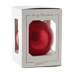 Елочная игрушка стеклянная ручной работы "Крашеный глитер" Orbital 0201 8 см рубин - фото