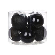 Набір ялинкових куль BonaDi 47-131 10 см 8 шт чорний онікс - фото