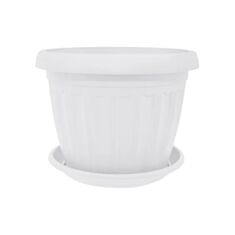 Горщик Алеана Терра з підставкою 8*6,5 см білий - фото