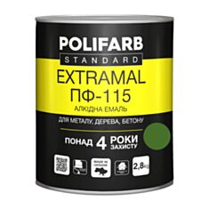 Эмаль алкидная Polifarb ExtraMal ПФ-115 зеленая 2,8 кг - фото