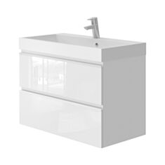 Тумба Ювента Savona New Sv-80 с умывальником Streng 80 см белая - фото