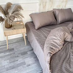 Комплект постільної білизни Na Khmari страйп-сатин преміум Mocco 160*220 см - фото