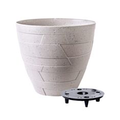  Горшок Алеана Керамо 128001 со вставкой 14,5*13 см какао бетон - фото