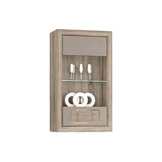 Вітрина навісна ліва Tiziano TZV11LB дуб античний/бежевий глянець - фото