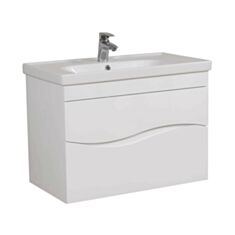 Тумба Aqua Rodos Альфа консольная 80 см белая с умывальником Frame - фото