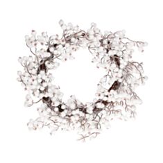 Вінок декоративний з білих ягід в снігу Bonadi 758-348 50 см - фото
