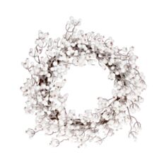 Вінок декоративний з білих ягід в снігу Bonadi 758-347 55 см - фото