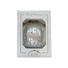 Елочная игрушка стеклянная ручной работы Orbital Д-294 8 см серебряная - фото