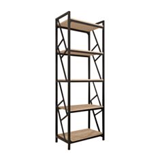 Стелаж Метал-Дизайн Ромбо 5 полиць дуб античний/чорний - фото