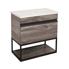 Тумба Aqua Rodos Loft-Iron консольная дуб морас со столешницей 65 см - фото