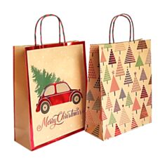 Пакет подарочный Гулливер Машинки, елочки/крафт 291692-1 32 см - фото