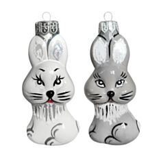 Елочная игрушка стеклянная ручной работы Orbital Зайка - фото