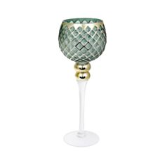 Підсвічник скляний BonaDi 527-724 35 см зелений із золотим - фото