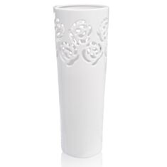Ваза ETERNA 2205 біла з різбленням14*14*38 см - фото