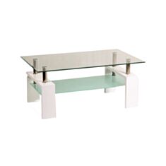 Столик журнальний скляний Lisa basic lakier білий - фото