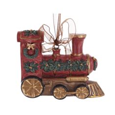 Іграшка на ялинку BonaDi Паровозик 890-218 6 см червона - фото