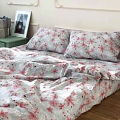 Комплект постельного белья Na Khmari New year поплин премиум Red 160*220 см - фото