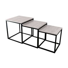 Столик журнальний Метал-Дизайн Кубо 3 в 1 аляска/чорний - фото
