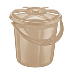 Відро з кришкою Dunya Plastik 09104-DN-cappuccino 15 л капучіно - фото