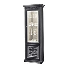 Витрина однодверная Тоскана вариант №1 черный/серебро - фото