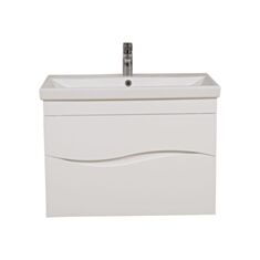 Тумба Aqua Rodos Альфа консольная белая с умывальником Элит 80 см - фото