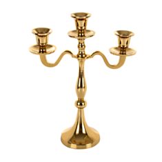 Підсвічник алюмінієвий Lefard 875-042 3-х ріжковий 31 см золотий - фото