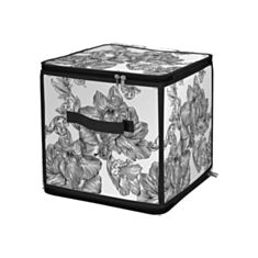 Корзина для хранения Idea Home Anthracite Flowers DB-22 с крышкой 30*30*30 см - фото