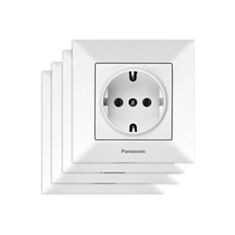 Розетка с заземлением Panasonic Arkedia Slim белая 3+1 - фото