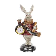 Статуэтка декоративная BonaDi Белый кролик с часами 419-119 21 см - фото