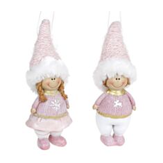 Игрушка на елку Детки в меховых шапках BonaDi 823-197 14 см 2 дизайны - фото