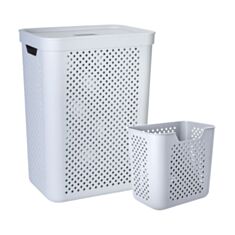 Корзина для белья Алеана Simple 171039 с органайзером 45 л серая  - фото