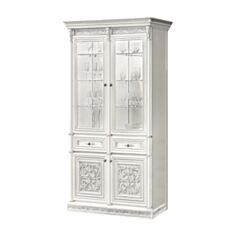 Витрина двухдверная Тоскана Нова вариант №2 белая/серебро - фото
