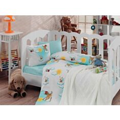 Комплект постільної білизни Cotton Box BEBEK Bambis Turquoise 100*150+плед - фото