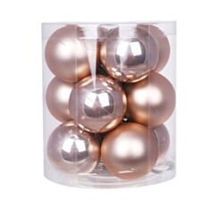 Набор елочных шаров BonaDi 47-194 8 см 12 шт пудровый - фото