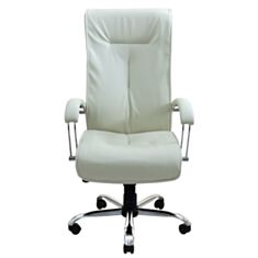 Крісло для керівників Бостон хром біле - фото