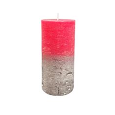 Свічка циліндр розкривається Candy Light С07*15/1-3.0-9.1 омбре рубіново-срібна - фото