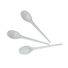 Ложка пластикова кавова 100 шт біла - фото