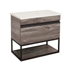 Тумба Aqua Rodos Loft-Iron консольная дуб морас со столешницей 75 см - фото