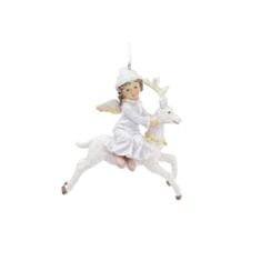 Елочное украшение подвеска-фигурка Девочка на олене 707-187 - фото