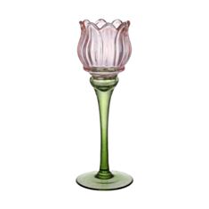Подсвечник стеклянный BonaDi 135-014 Тюльпан 27 см - фото