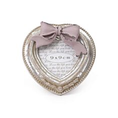 Фоторамка BonaDi 497-107 серце з бантом 14*14 см срібло антик - фото