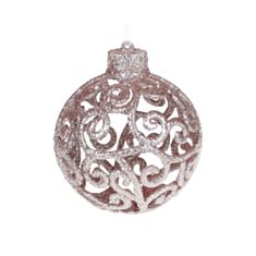 Іграшка на ялинку Ажурна куля BonaDi 788-838 8 см рожева - фото